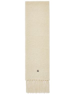 Moncler Logo Patch Brushed Fringed Scarf - White