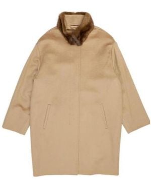 Max Mara Fur Collar Coat - Natural
