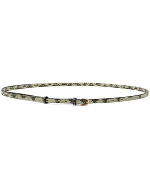 Dries Van Noten Snake-Effect Leather Belt - White