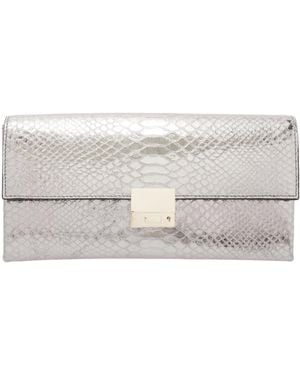 Tom Ford Python-Effect Push-Lock Clutch Bag - Gray