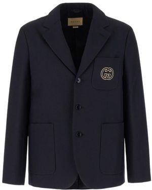 Gucci Interlocking G Single Breasted Blazer - Blue