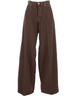 Haikure Denim Pants With Belt Loops - Brown
