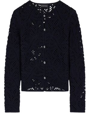 Emporio Armani Openwork Floral Jacket - Blue