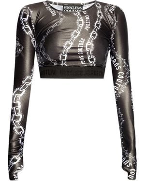 Versace Jeans Couture Couture Chain Print Crop Top - Black