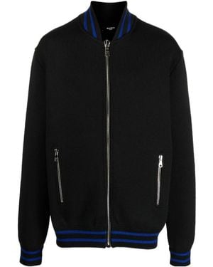 Balmain Drop Shoulder Knitted Bomber Jacket - Black