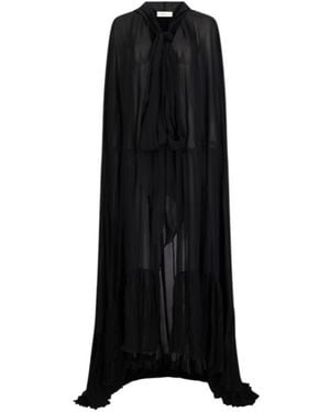 Blumarine Tie-Detail Cape Coat - Black