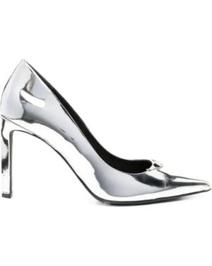 Zadig & Voltaire Perfect 100Mm Metallic-Finish Court Shoes - White