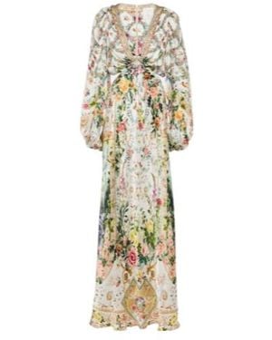 CAMILLA Cutout Embellished Silk Maxi Dress - Metallic