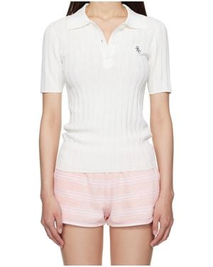 Sporty & Rich Src Ribbed Logo Polo Top - White
