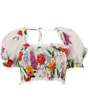 Charo Ruiz Floralprint Cottonblend Poplin Top - White