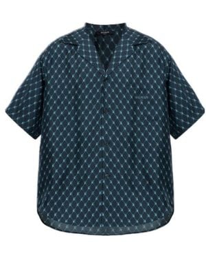 Balmain Geometric Print Short-Sleeve Shirt - Blue