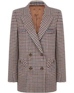 Blazé Milano Blazé Milano Langley Checked Double-Breasted Blazer - Brown