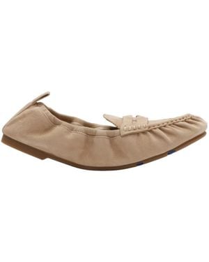 Burberry Suede Fawn Loafers - Natural