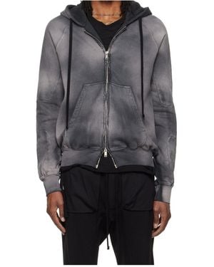 Thom Krom Washed Gradient Zip-Up Hoodie - Gray