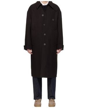 WOOYOUNGMI Wool Blend Mac Coat - Black