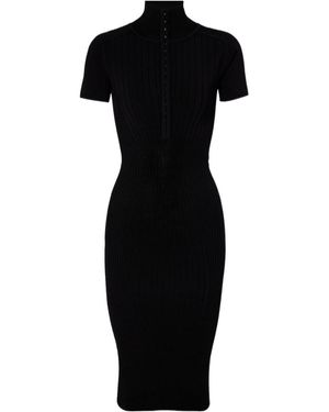 Mugler Ribbed Knit Dress - Black