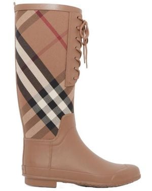 Burberry Vintage Check-Print Rain Boots - Brown