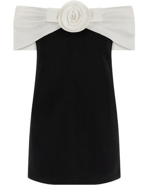 Self-Portrait Crepe Flower Mini Dress - Black