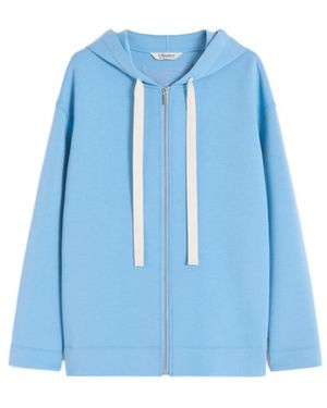 Max Mara Logo-Print Zip-Up Sweatshirt - Blue