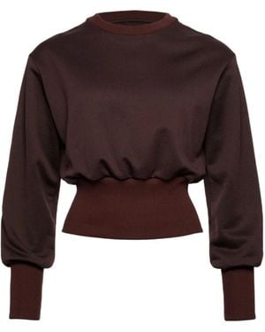 Eres Ribbed-Cuffs Sweatshirt - Brown
