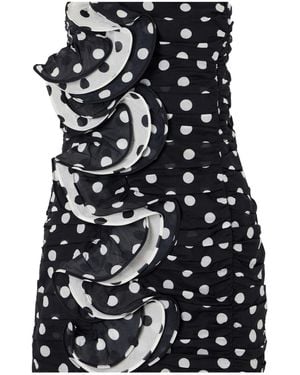 Charo Ruiz Rocio Ruffled Polka-Dot Cotton-Blend Voile Mini Dress - Black
