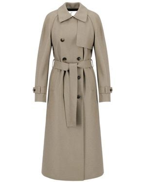 Harris Wharf London Long Raglan Trench Coat - Natural