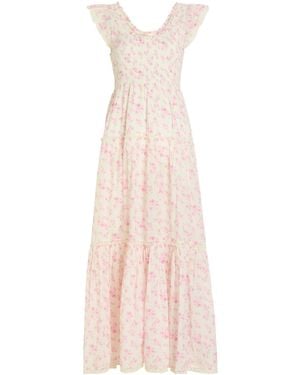 LoveShackFancy Chessie Cotton Maxi Dress - Pink