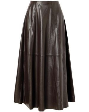 Arma Eleni Paneled Leather Midi Skirt - Gray