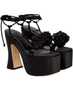 Magda Butrym Appliqué Satin Platform Sandals - Black