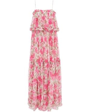 Chloé Floral-Print Ruffled Maxi Dress - Pink