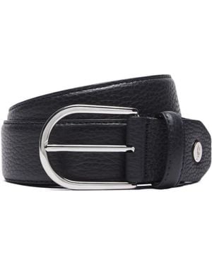 Brioni Midnight Grained Calf Leather Belt - Black