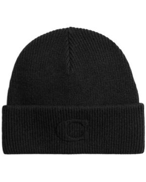 COACH Signature Embossed Knit Beanie - Black