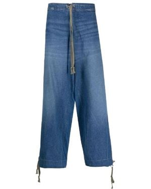 Greg Lauren Drawstring Denim Pants - Blue