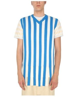 Sunnei V-Collar Short-Sleeved T-Shirt - Blue