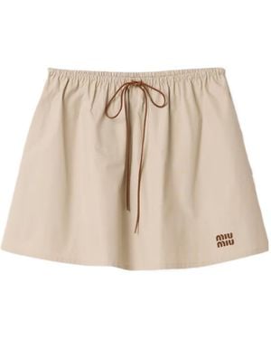 Miu Miu Panama Cotton Skirt - Natural