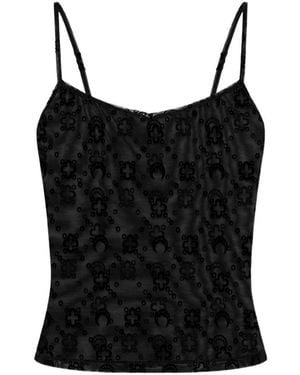 Marine Serre Moonogram Mesh Flock Straps Top - Black