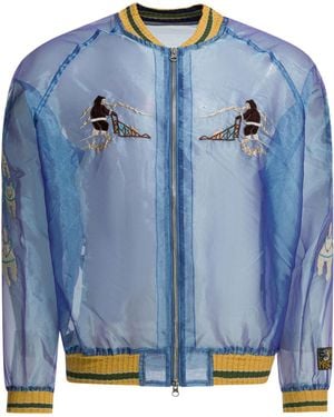 Kapital Sheer Pearl Mosquito Guard Bomber Jacket - Blue