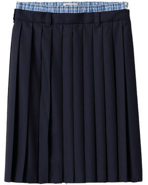 Miu Miu Pleated Batavia Midi-Skirt - Blue
