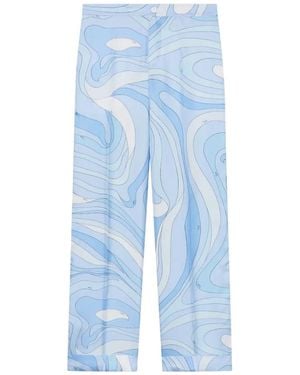 PUCCI Marmo-Print Silk Trousers - Blue