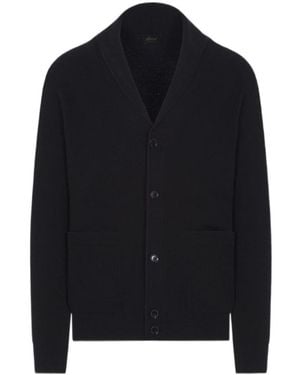 Brioni Shawl Collar Knitted Cardigan - Blue