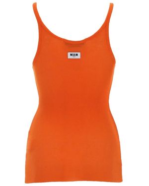 MSGM Ribbed Logo Tank Top - Orange