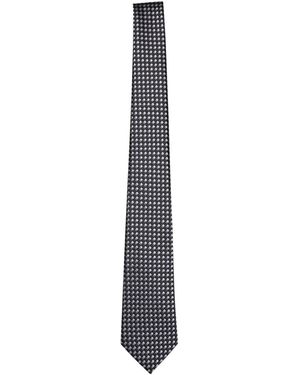 Giorgio Armani Geometric Patterned Pointed Tip Tie - White