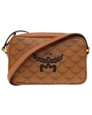 MCM Himmel Lauretos Logo Printed Small Crossbody Bag - Brown