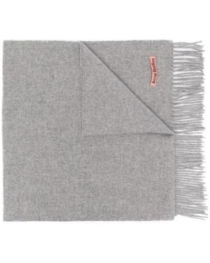 Acne Studios Logo Patch Fringed Scarf - Grey