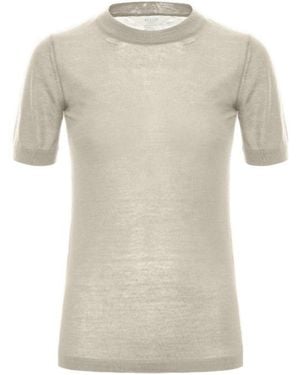 Malo Cashmere Short-Sleeve Sweater - White