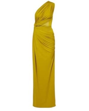 Alex Perry Draped One-Shoulder Crêpe Jersey Gown - Yellow