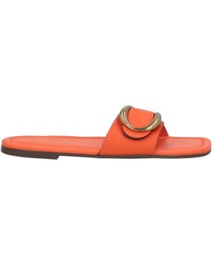 FARM Rio Minimalist Leather Slippers - Red