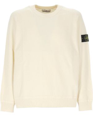 Stone Island Logo Patch Crewneck Jumper - Natural