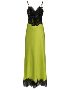 Self-Portrait Satin Lace Midi Dress - Green