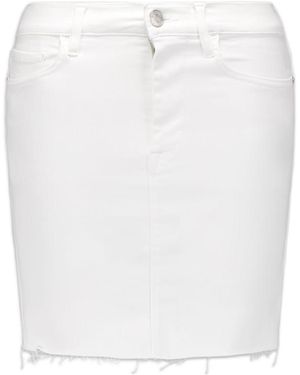 FRAME High-Waisted Raw-Hem Mini Skirt - White